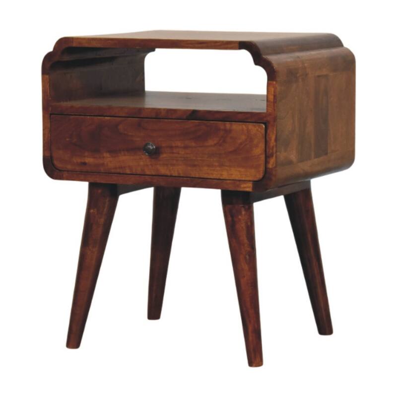 HomeRoots 22" Chestnut Solid Wood Oval One Drawer Nightstand