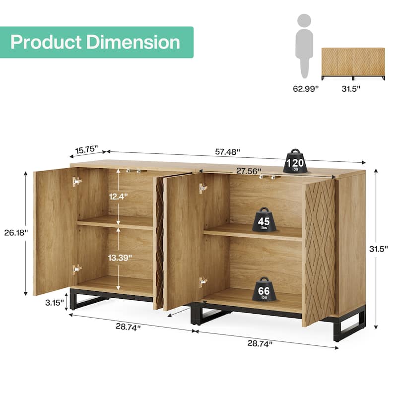 57.5 Inches Sideboard Buffet Cabinet with Doors