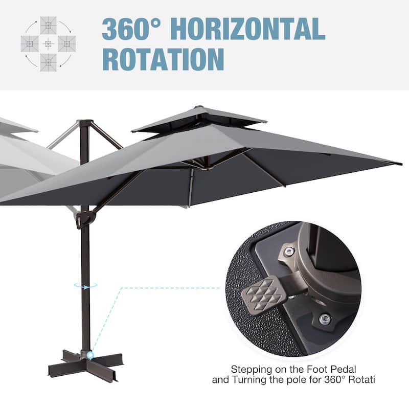 Outdoor Patio 10 x 13 FT Cantilever Umbrella Double Top with Rod Base