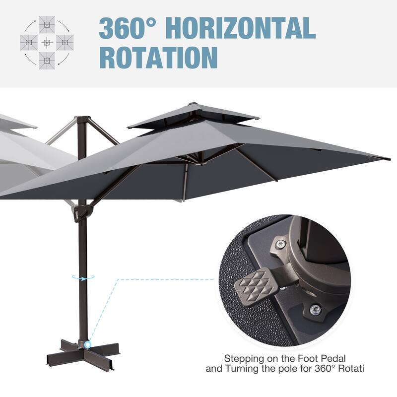 VredHom Outdoor 10x13 Ft Patio Dual Wind Vent Offset Cantilever Umbrella