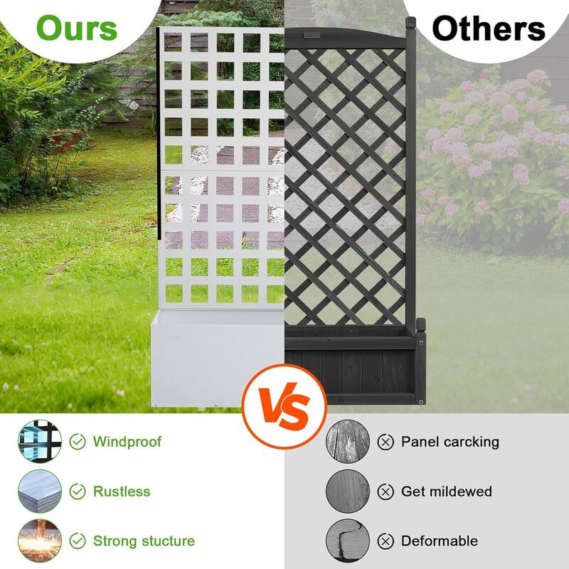 Metal Planter Box with Trellis Privacy Screen