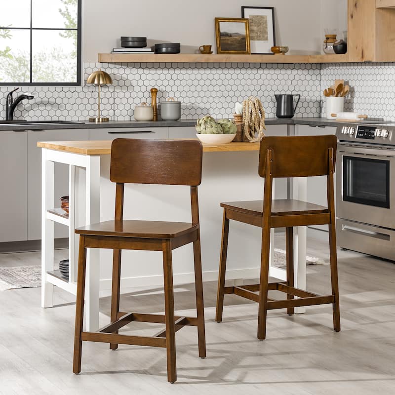 Middlebrook Designs Solid Wood Counter Stool (Set of 2) - Walnut