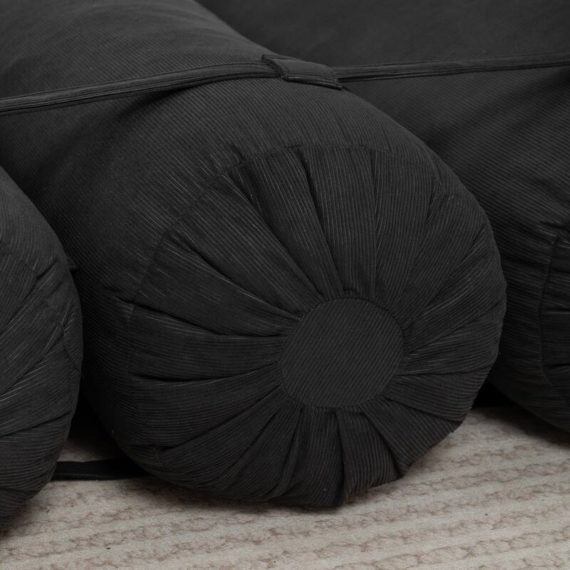 Versatile Lazy Sofa Corduroy Chaise Lounge Floor Couch Composed of 5 Cylindrical Pillows with Adjustable Straps