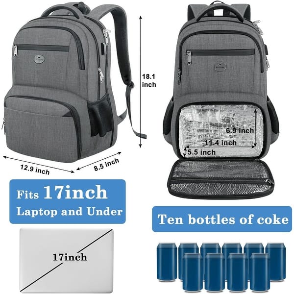 backpack for laptop and lunch MATEIN Insulated Women, 15.6 Inch Backpack, Grey Nothing can be more convenient with this 17 inch lunch backpack 16 Inch Laptop Lunch Backpack