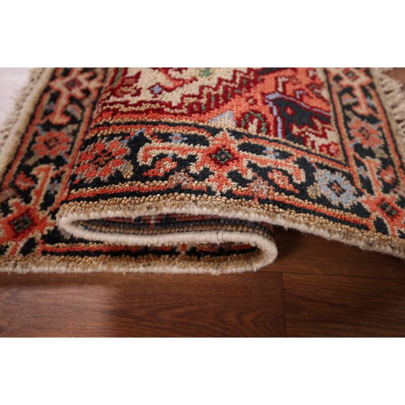 Geometric Heriz Serapi Indian Rug Handmade Traditional Wool Carpet - 2'0" x 3'0"