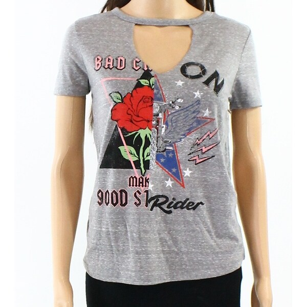 Shop Rebellious.One. NEW Gray Womens Size Large L Keyhole Graphic Tee T