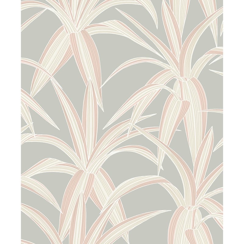 Seabrook Designs Camila Non-Woven Unpasted Wallpaper - 20.9 in. W x 33 ft. L - Metallic Silver & Blush