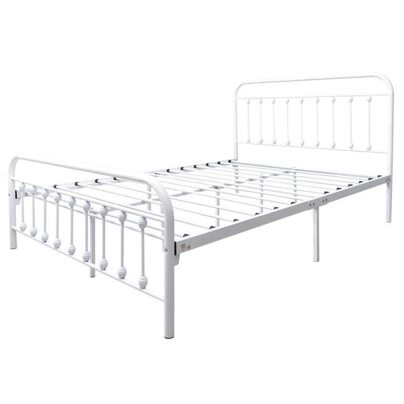 Metal Platform Bed Frame with Victorian Style Headboard,Footboard and Under Bed Storage