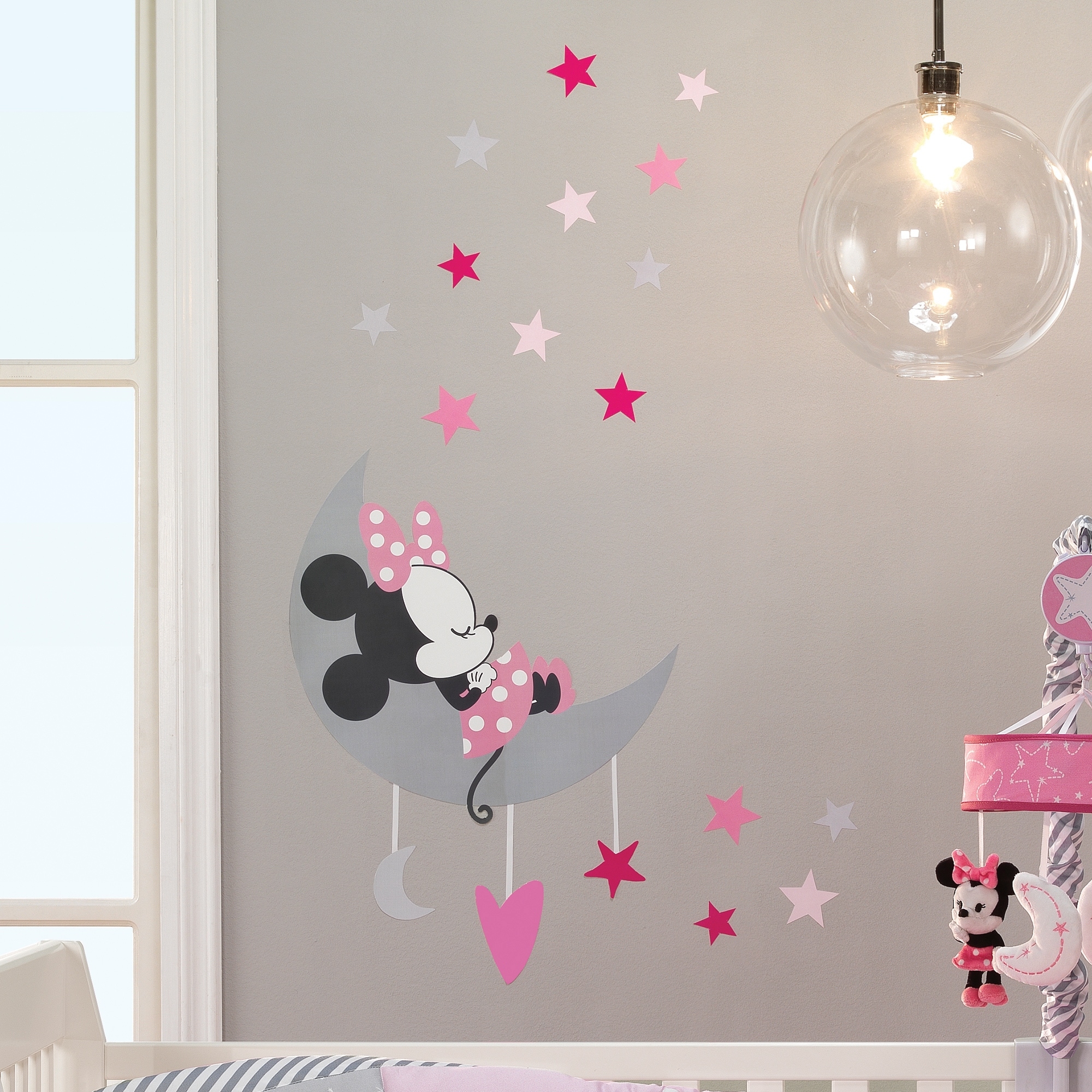 Shop Disney Baby Minnie Mouse Pink Gray Celestial Wall Decals By