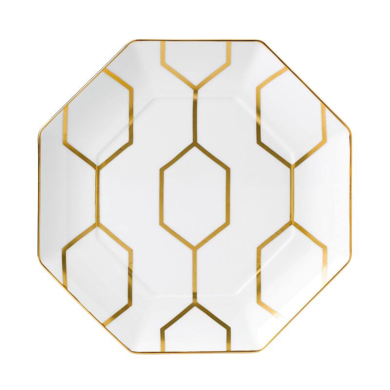 Wedgwood Gio Gold (Arris) Accent Plate Octagonal 9.1" White
