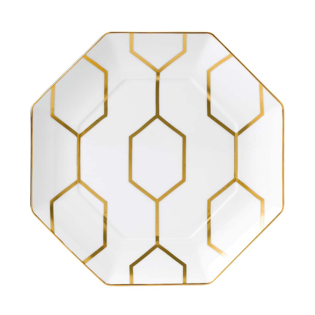 Wedgwood Gio Gold (Arris) Accent Plate Octagonal 9.1" White