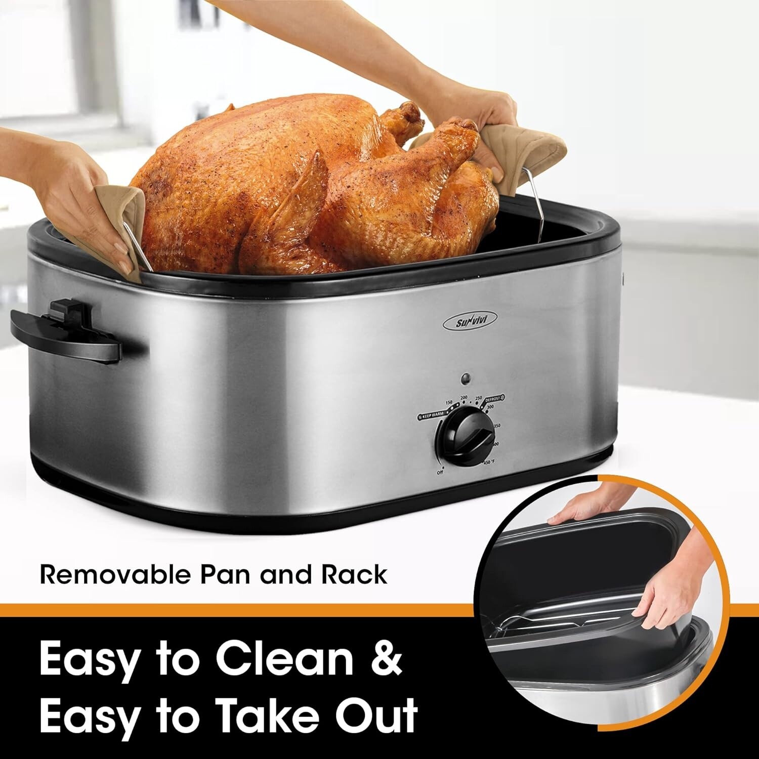 Royalcraft Roaster Oven with Removable Pan - 20qt - Black