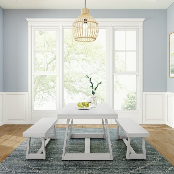 Plank and Beam Classic Dining Table and Benches - On Sale - Bed Bath ...