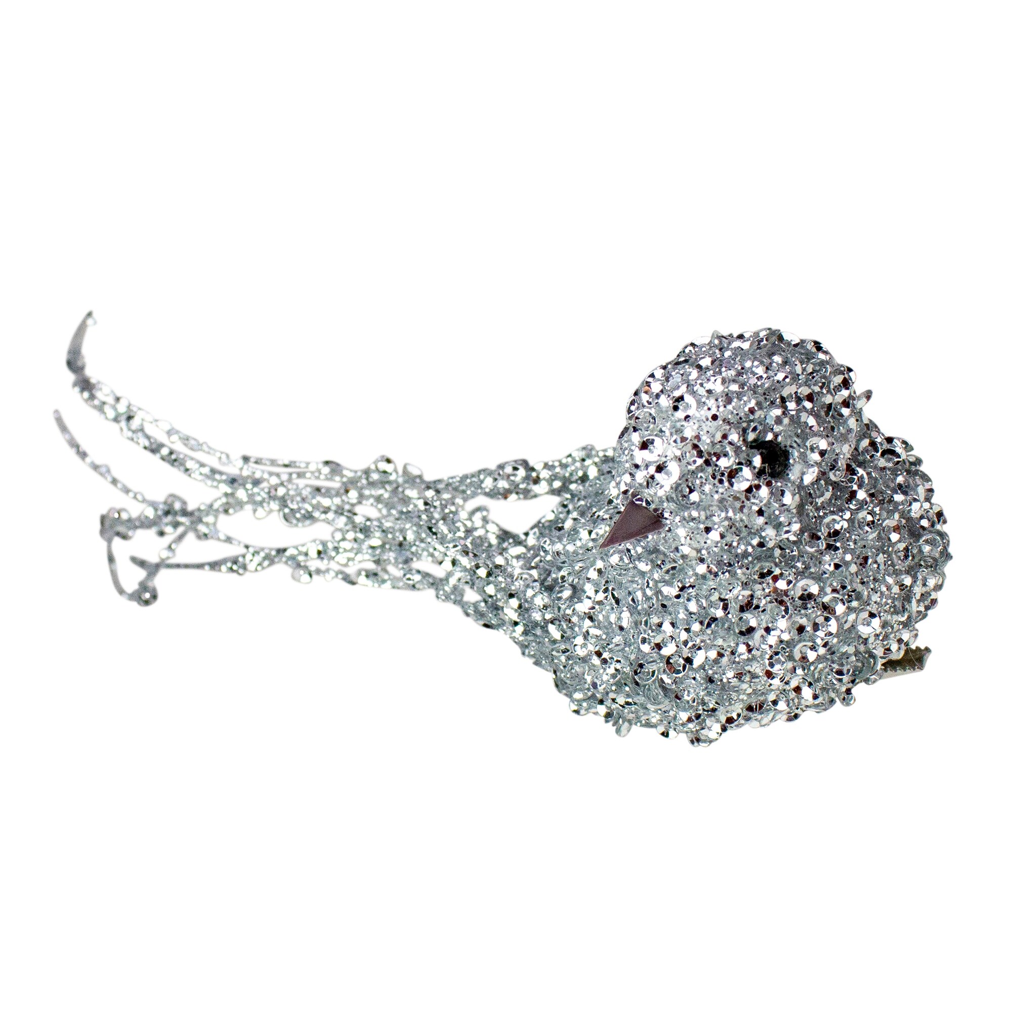 Shop 6 5 Silver Sequined Bird Christmas Ornament Decoration Overstock 30106463