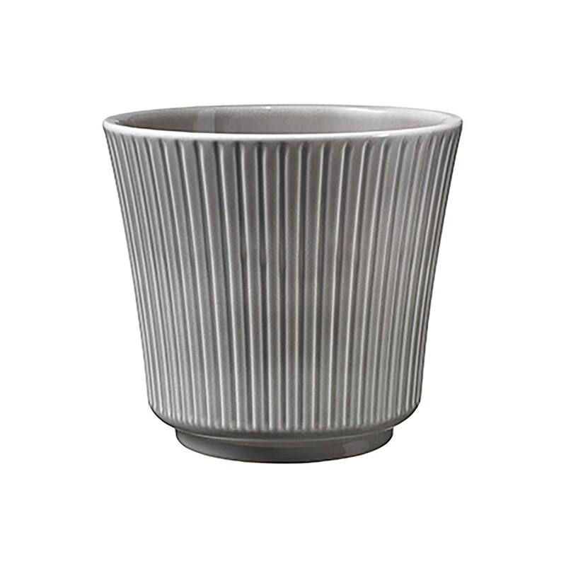 6.3" & 4.7" Dia. Indoor Ceramic Plant Pot Set - Blue-Gray & Warm-Gray - Ribbed Design - 4 Piece Set