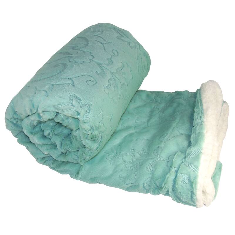 Embroidery Batik FauxFur Sherpa Throw Blanket