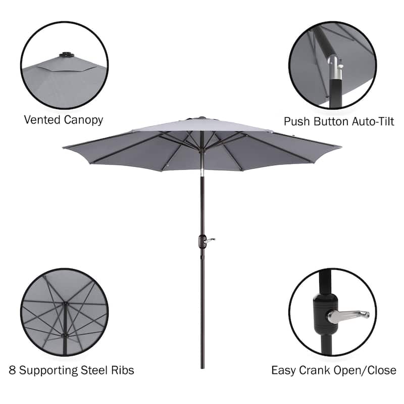 Villacera 9-Foot Outdoor Patio Umbrella with Base
