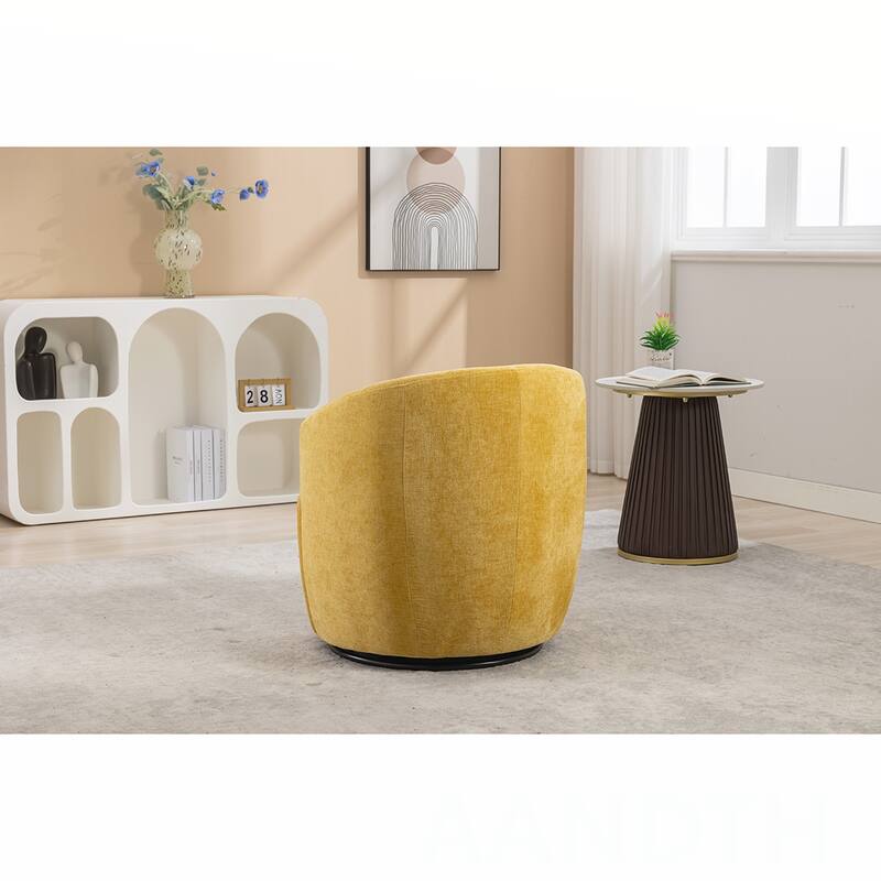 Chenille Swivel Barrel Chair