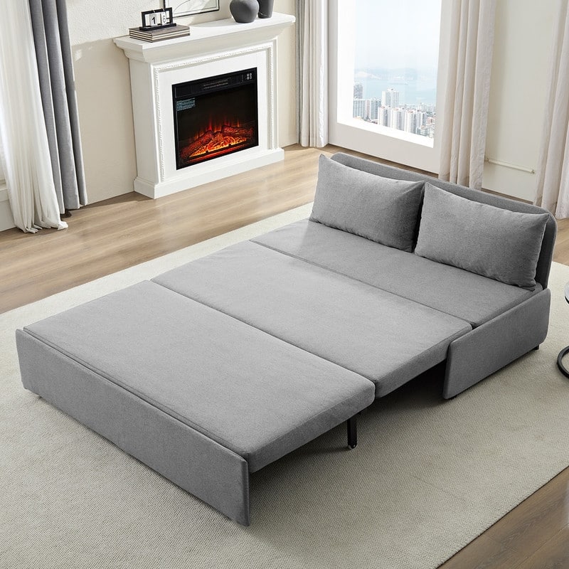 Mixoy Full/Queen Size Sofa Bed,2 in 1 Convertible Linen 1-Seater/Loveseat Sleeper Sofa Couch with Cushions