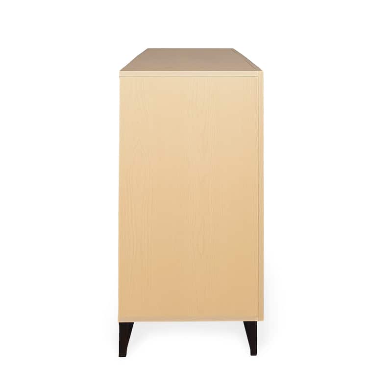 Roomfitters 6-Drawer Modern Wood Storage Dresser with Metal Base, Wide Chest of Drawers for Bedroom or Living Room