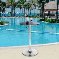 Costway Modern Round Bar Table Adjustable Bistro Pub Counter Wood Top Swivel Indoor