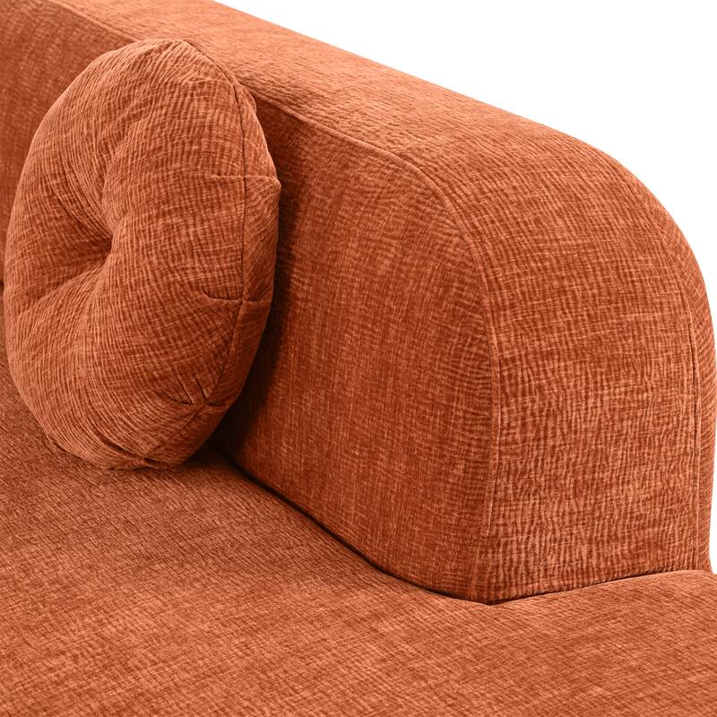 122" Polyester 4-Seat Sectional Sofa with Curved Design & High-Resilience Foam