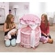 preview thumbnail 2 of 6, Badger Basket Royal Pavilion Round Doll Crib with Canopy and Bedding - Pink/White - 20" x 20" x 33"