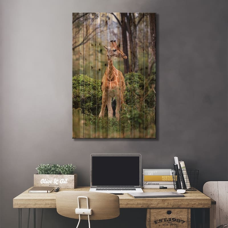Rothchild's Giraffe Portrait Print On Wood by Jane Rix - Multi-Color