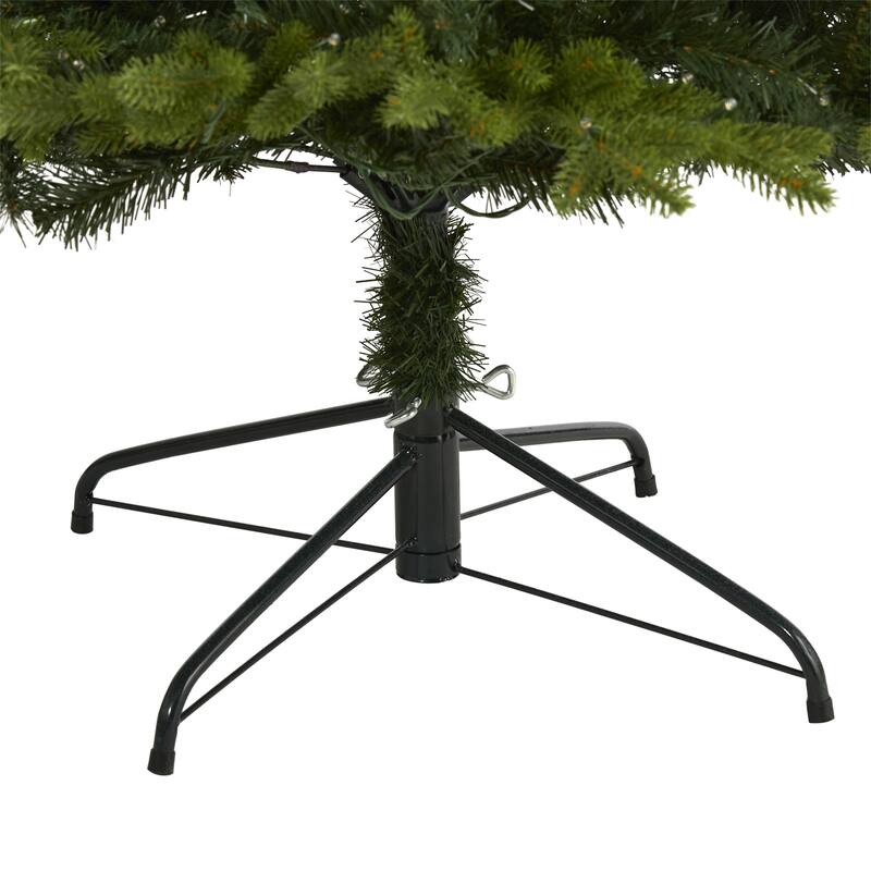 8’ Belgium Fir Artificial Christmas Tree, Clear LED Lights - 8 Foot