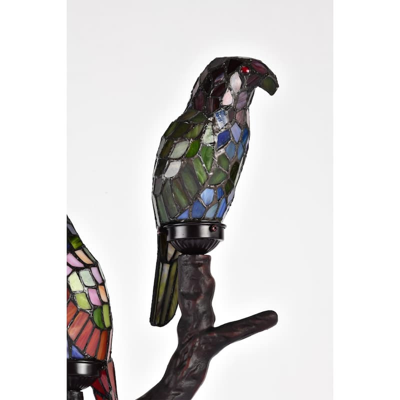 Tiffany-style Exotic Birds Accent Lamp