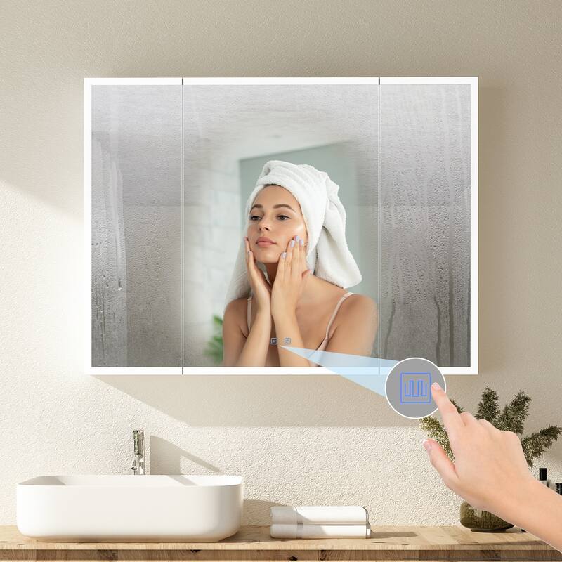Smart Touch LED Mirror Cabinet - Fogless Vanity with Ambient Lighting - 45.9"