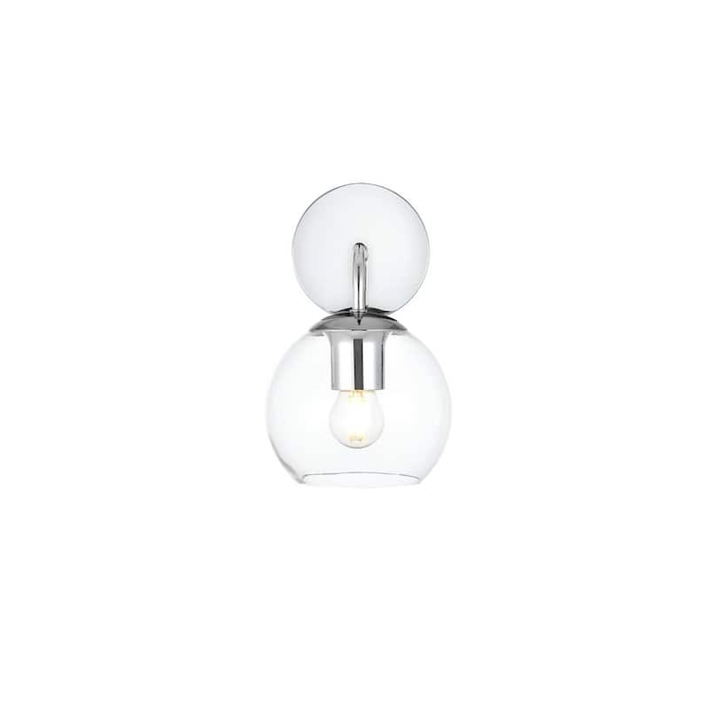 Genis 1 Light Black and Clear Bath Sconce - Chrome - 6