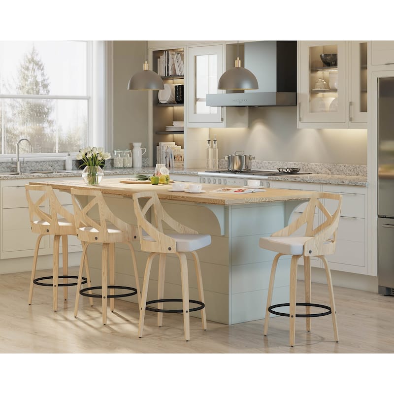 The Gray Barn Charlotte 26" Fixed-Height Counter Stool with Bent Wood Legs (Set of 2)