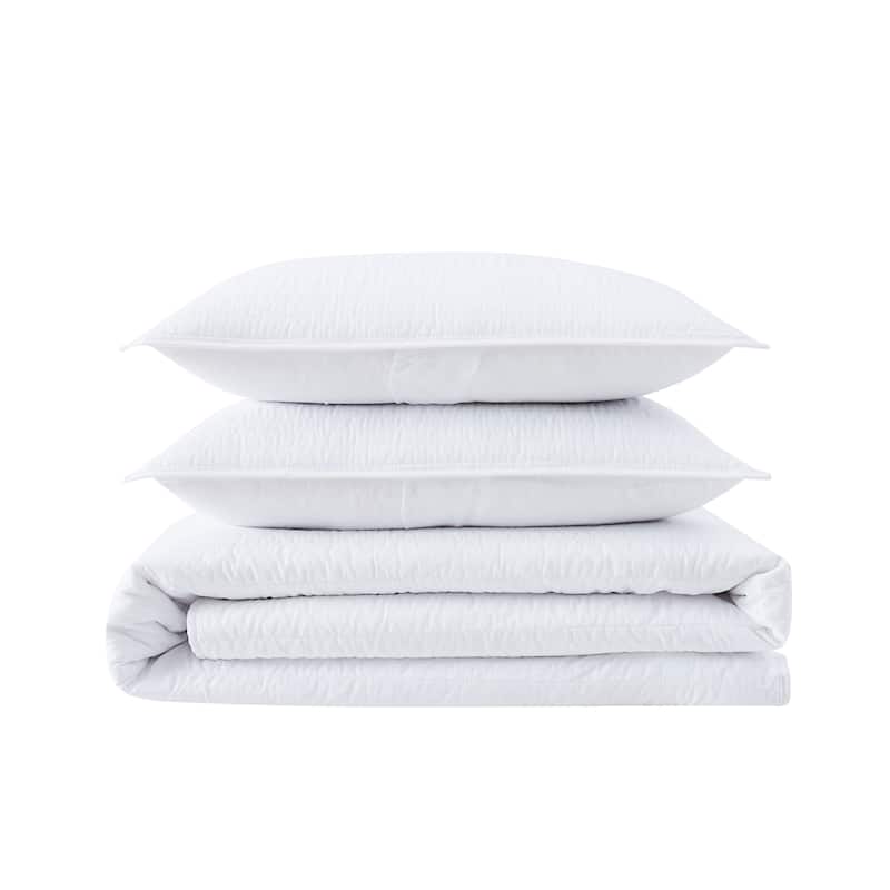 Truly Calm Solid Antimicrobial Textured 3 Piece Quilt Set