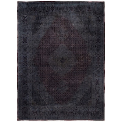 Overdyed One-of-a-Kind Hand-Knotted Area Rug - Black - 9' 0" x 12' 4"