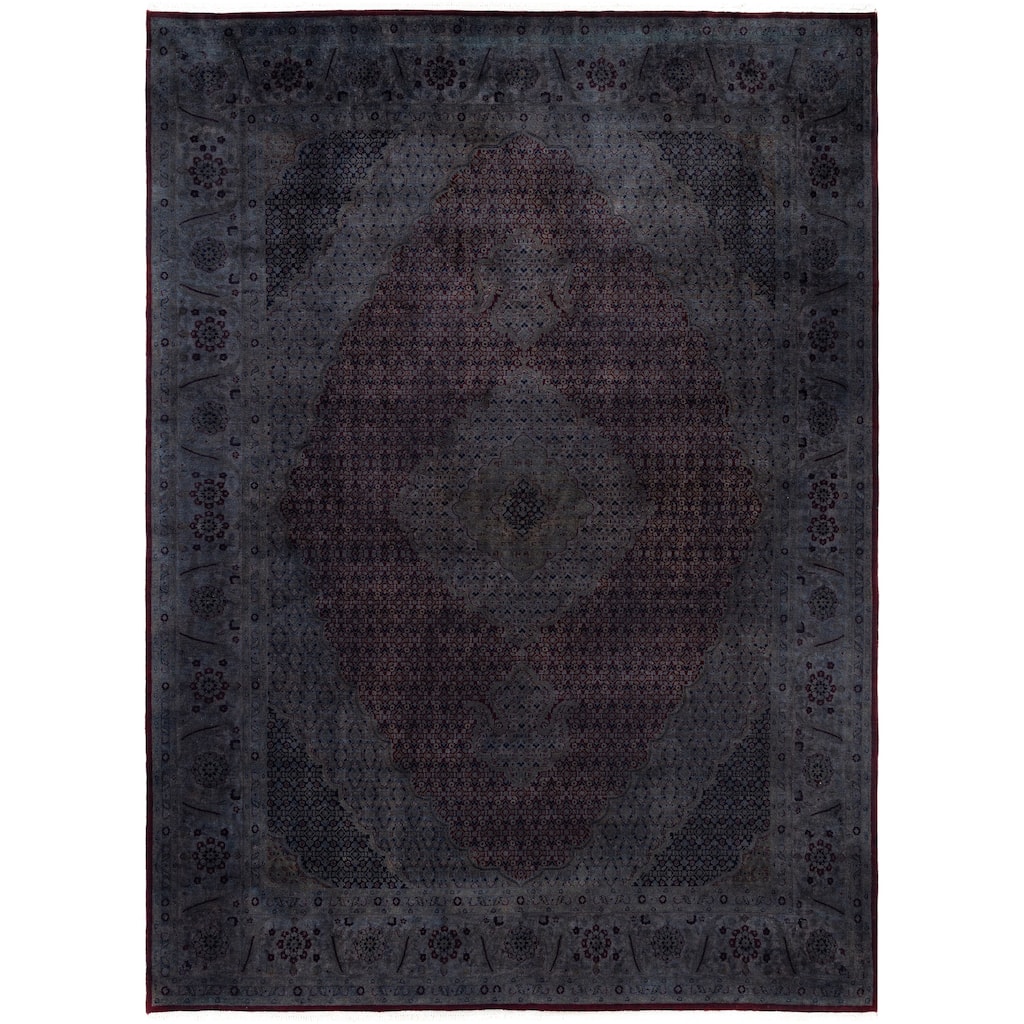 Overdyed One-of-a-Kind Hand-Knotted Area Rug - Black - 9' 0" x 12' 4"