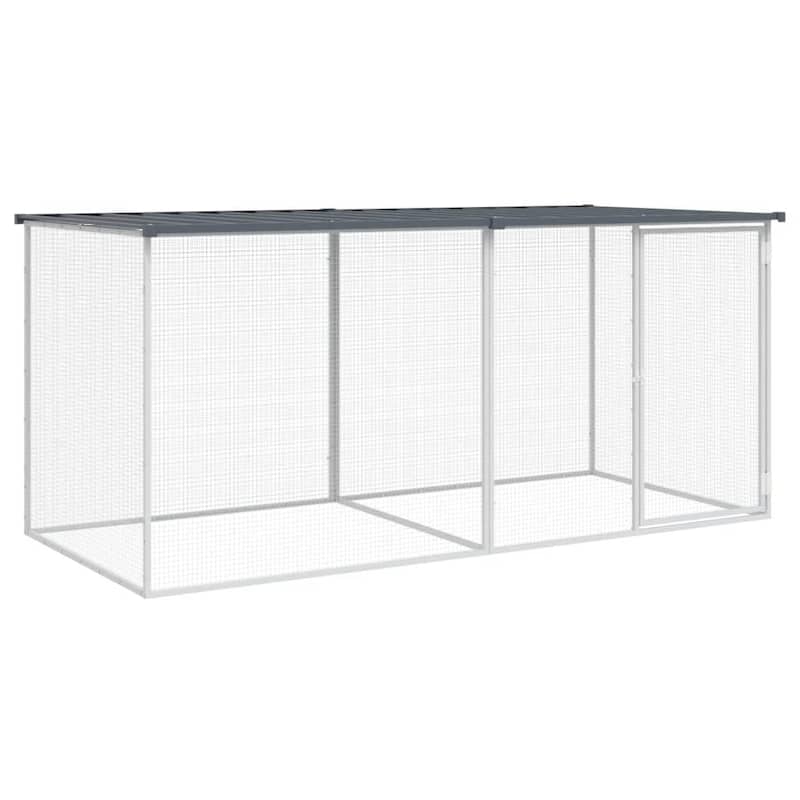 vidaXL Chicken Cage with Roof Metal Chicken Run Animal House Galvanized Steel