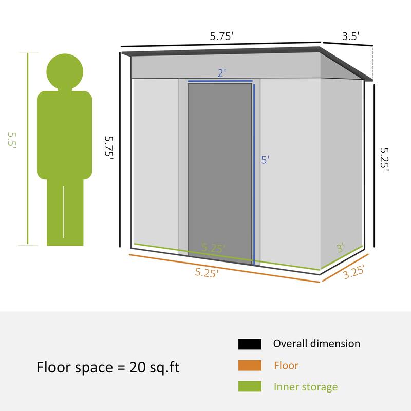 QQ 6' x 4' Metal Lean to Garden Shed