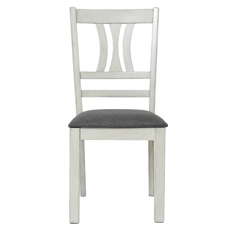 Modern Dining Chairs - Set of 2 - Distressed Off White - Rubberwood Frame - Comfortable Upholstered Seat