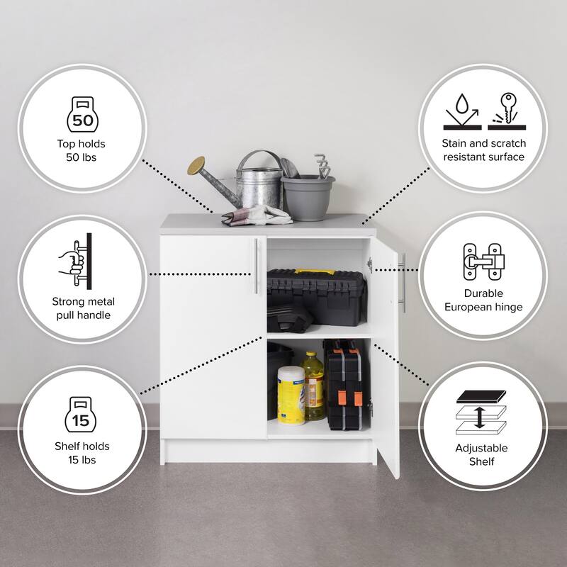 Prepac Elite Home Storage 16 in Deep Base Cabinet - 32" W x 35.75" H x 18" D
