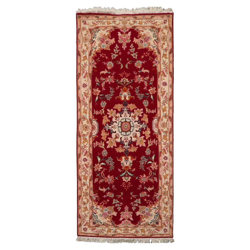 2'7''x6 Runner Hand Knotted Wool Fuschia Traditional 300 KPSI Rug - 2' 7'' x 6'