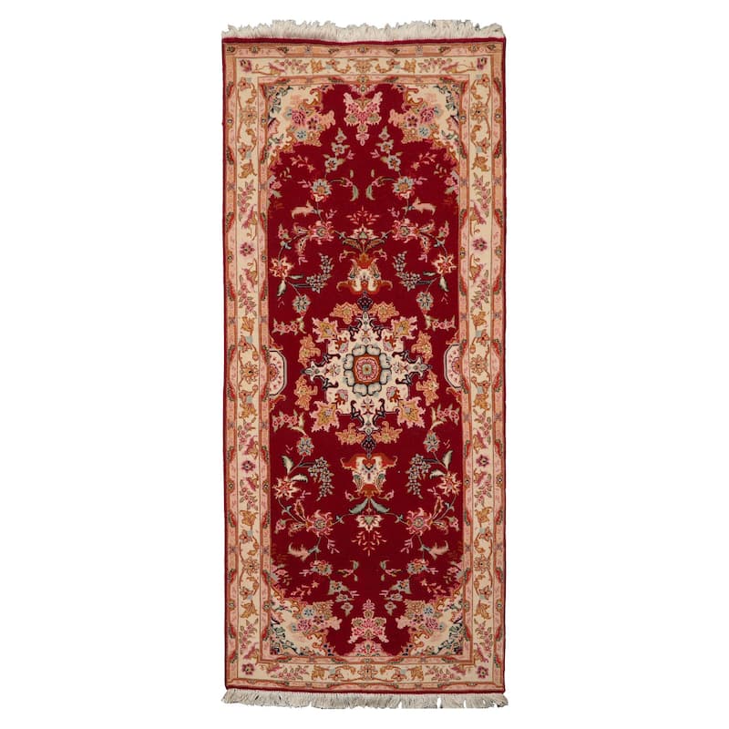 2'7''x6 Runner Hand Knotted Wool Fuschia Traditional 300 KPSI Rug - 2' 7'' x 6' - 2' 7'' x 6'