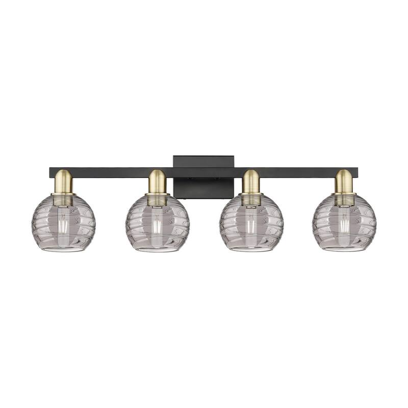 Innovations Lighting 716-4W-9-36 Athens Deco Swirl Vanity Athens Deco - Black Antique Brass / Light Smoke Deco Swirl