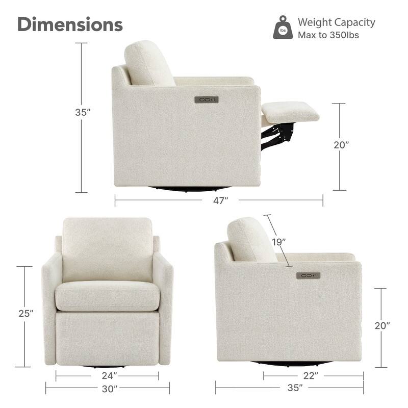 Nora Power Swivel Accent Chair Wall Hugger with Electric Footrests