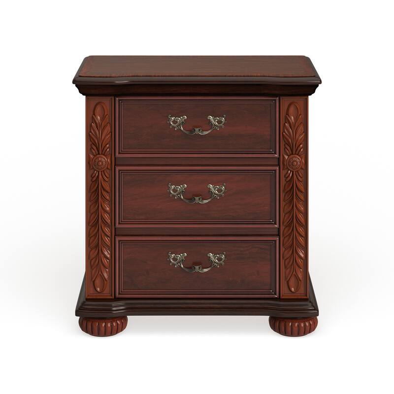 Ulis Traditional Cherry Solid Wood 3-Drawer Nightstand by Furniture of America
