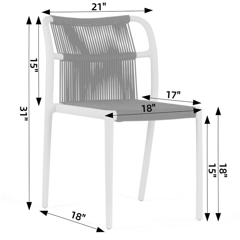 Set of 12 Belden Black Woven Rope Fabric Dining Chair with Plastic Frame