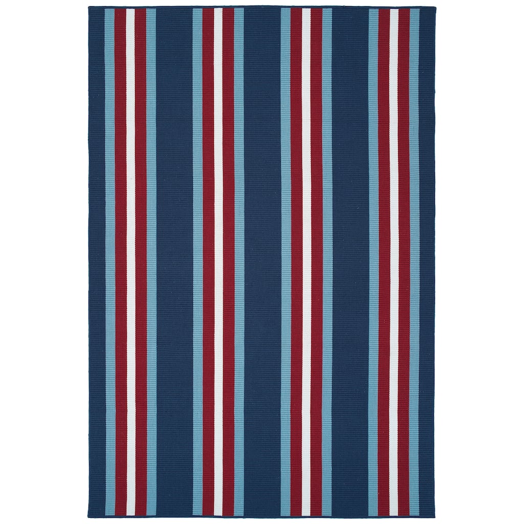 Voavah Blue Hand-Made Flatweave Indoor/Outdoor Area Rug