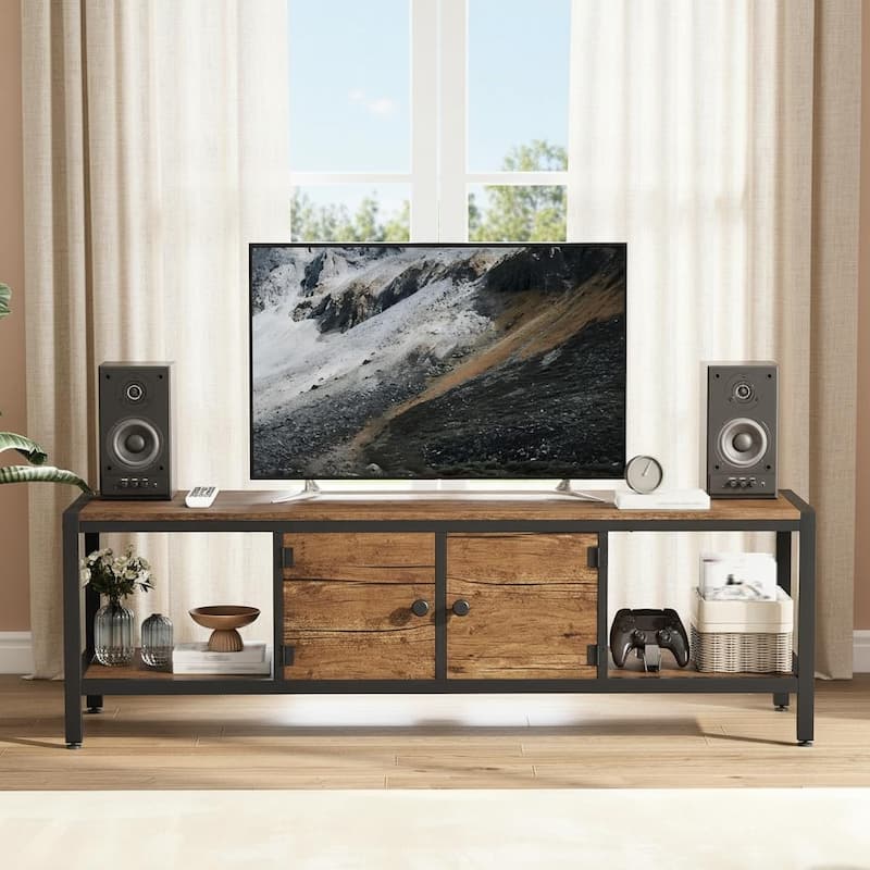 TV Entertainment Center, with Storage Space - Rustic Brown - 65 in