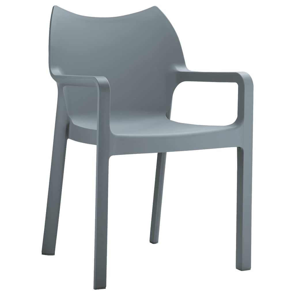 33" Gray Outdoor Patio Solid Dining Arm Chair