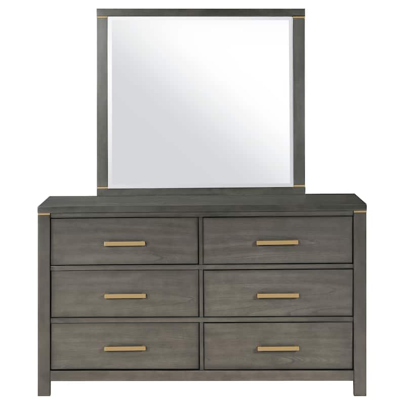 Kieran Transitional Wood 6-drawer Dresser Grey